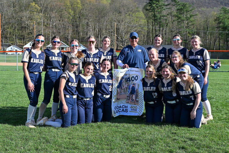 Bald Eagle softball head coach Don Lucas earns 400th career win, as Eagles thump Chestnut Ridge in five innings